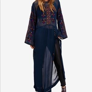 Free People embroidered maxi tunic dress deepjewel